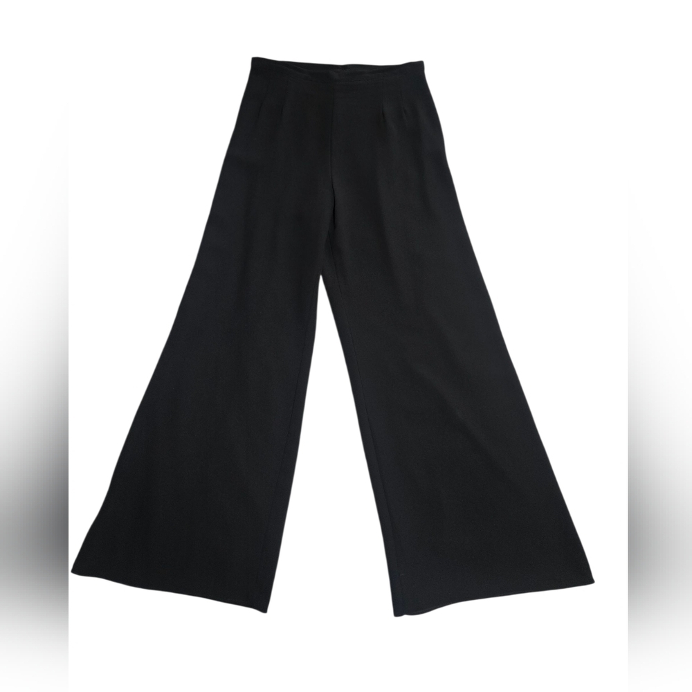 JS Collections Black Wide-Leg Women's Polyester Dress Pants - Picture 3 of 8